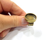 Antique Bronze Ring Blank Setting Cabochon Base inlay Ring Backs Mounting Adjustable Ring Bezel (20mm blank) Antique Bronze Plated G15638