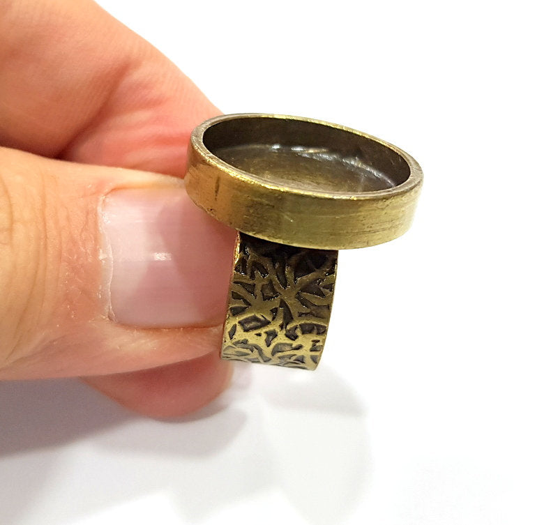 Antique Bronze Ring Blank Setting Cabochon Base inlay Ring Backs Mounting Adjustable Ring Bezel (20mm blank) Antique Bronze Plated G15638