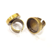 Antique Bronze Ring Blank Setting Cabochon Base inlay Ring Backs Mounting Adjustable Ring Bezel (20mm blank) Antique Bronze Plated G15638