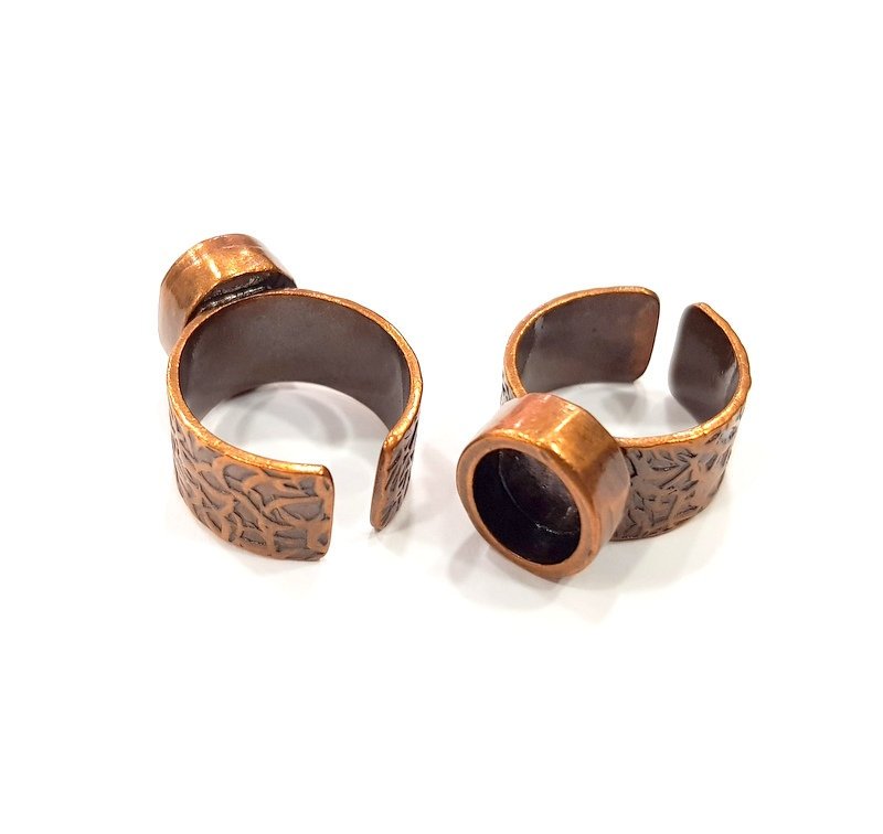 Copper Ring Blank Setting Cabochon Base inlay Ring Backs Mounting Adjustable Ring Base Bezel (10x8mm blank) Antique Copper Plated G15640
