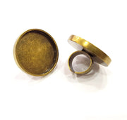 Antique Bronze Ring Blank Setting Cabochon Base inlay Ring Backs Mounting Adjustable Ring Bezel (35mm blank) Antique Bronze Plated G15644