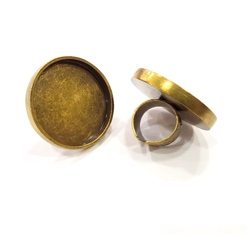 Antique Bronze Ring Blank Setting Cabochon Base inlay Ring Backs Mounting Adjustable Ring Bezel (35mm blank) Antique Bronze Plated G15644