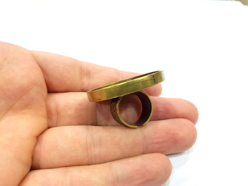 Antique Bronze Ring Blank Setting Cabochon Base inlay Ring Backs Mounting Adjustable Ring Bezel (35mm blank) Antique Bronze Plated G15644