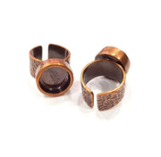 Copper Ring Blank Setting Cabochon Base inlay Ring Backs Mounting Adjustable Ring Base Bezel (12mm blank) Antique Copper Plated G15645