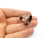Copper Ring Blank Setting Cabochon Base inlay Ring Backs Mounting Adjustable Ring Base Bezel (25x18mm blank) Antique Copper Plated G15646