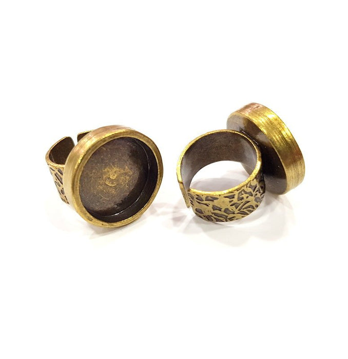 Antique Bronze Ring Blank Setting Cabochon Base inlay Ring Backs Mounting Adjustable Ring Bezel (18mm blank) Antique Bronze Plated G15648