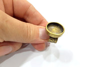 Antique Bronze Ring Blank Setting Cabochon Base inlay Ring Backs Mounting Adjustable Ring Bezel (18mm blank) Antique Bronze Plated G15648