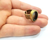 Antique Bronze Ring Blank Setting Cabochon Base inlay Ring Backs Mounting Adjustable Ring Bezel (18x13mm blank) Antique Bronze Plated G15649