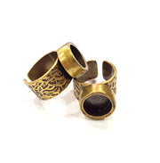 Antique Bronze Ring Blank Setting Cabochon Base inlay Ring Backs Mounting Adjustable Ring Bezel (10mm blank) Antique Bronze Plated G15651