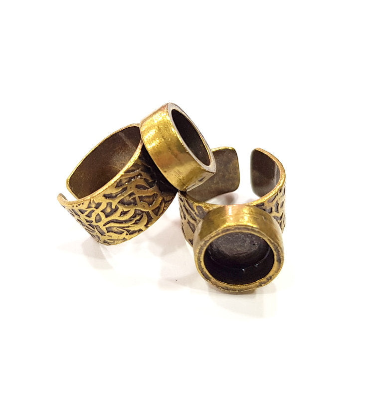 Antique Bronze Ring Blank Setting Cabochon Base inlay Ring Backs Mounting Adjustable Ring Bezel (10mm blank) Antique Bronze Plated G15651