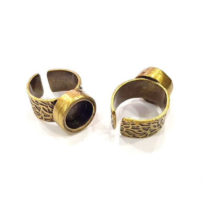 Antique Bronze Ring Blank Setting Cabochon Base inlay Ring Backs Mounting Adjustable Ring Bezel (10mm blank) Antique Bronze Plated G15651