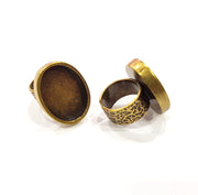 Antique Bronze Ring Blank Setting Cabochon Base inlay Ring Backs Mounting Adjustable Ring Bezel (25x18mm blank) Antique Bronze Plated G15652