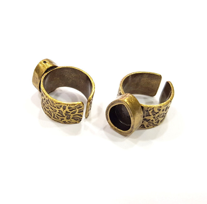 Antique Bronze Ring Blank Setting Cabochon Base inlay Ring Backs Mounting Adjustable Ring Bezel (10x8mm blank) Antique Bronze Plated G15657