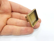 Antique Bronze Ring Blank Setting Cabochon Base inlay Ring Backs Mounting Adjustable Ring Bezel (25x25mm blank) Antique Bronze Plated G15658