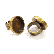 Antique Bronze Ring Blank Setting Cabochon Base inlay Ring Backs Mounting Adjustable Ring Bezel (22mm blank) Antique Bronze Plated G15659