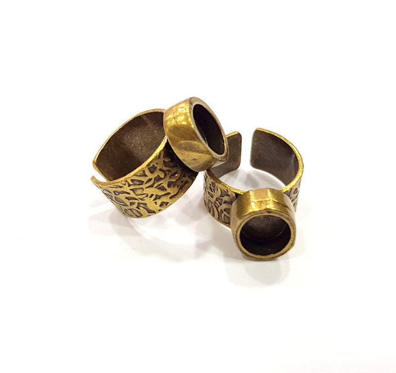 Antique Bronze Ring Blank Setting Cabochon Base inlay Ring Backs Mounting Adjustable Ring Bezel (10x8mm blank) Antique Bronze Plated G15662