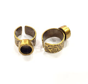 Antique Bronze Ring Blank Setting Cabochon Base inlay Ring Backs Mounting Adjustable Ring Bezel (10x8mm blank) Antique Bronze Plated G15662