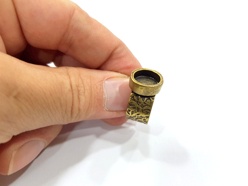 Antique Bronze Ring Blank Setting Cabochon Base inlay Ring Backs Mounting Adjustable Ring Bezel (10x8mm blank) Antique Bronze Plated G15662