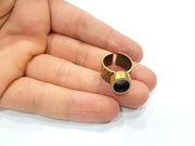Antique Bronze Ring Blank Setting Cabochon Base inlay Ring Backs Mounting Adjustable Ring Bezel (10x8mm blank) Antique Bronze Plated G15662