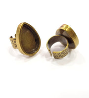 Antique Bronze Ring Blank Setting Cabochon Base inlay Ring Backs Mounting Adjustable Ring Bezel (25x18mm blank) Antique Bronze Plated G15661