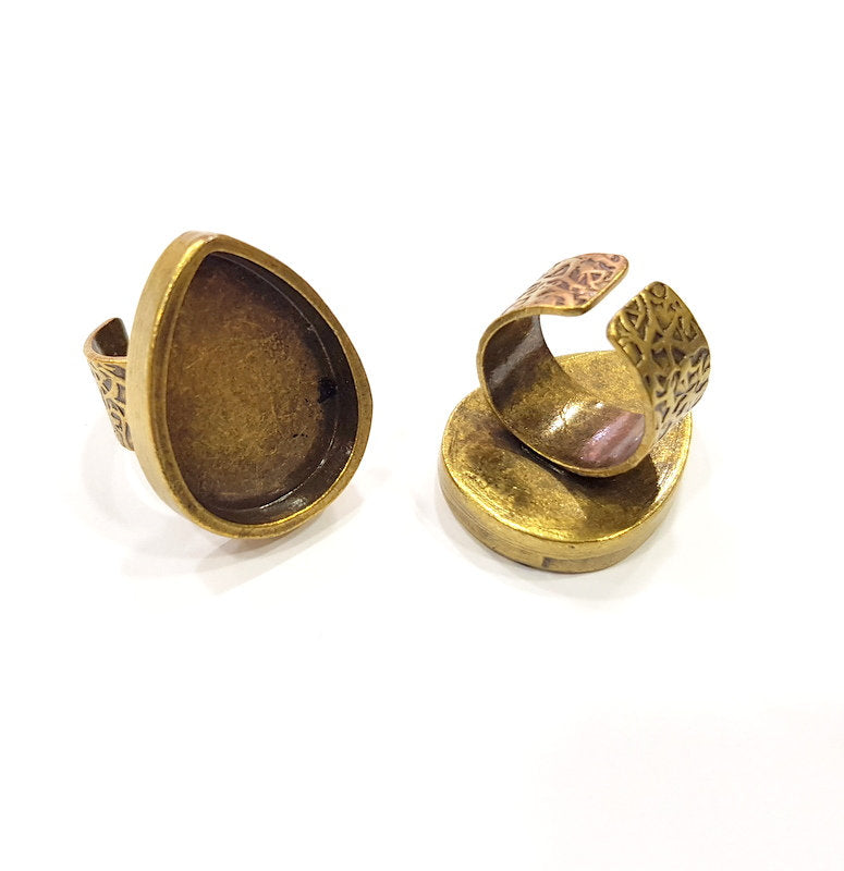 Antique Bronze Ring Blank Setting Cabochon Base inlay Ring Backs Mounting Adjustable Ring Bezel (25x18mm blank) Antique Bronze Plated G15661