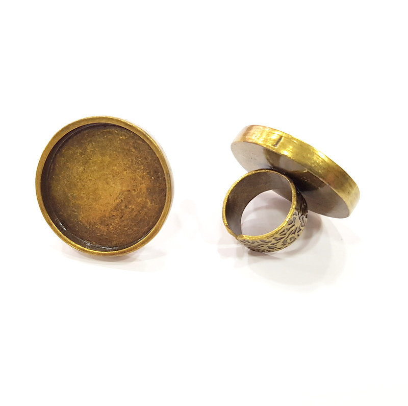 Antique Bronze Ring Blank Setting Cabochon Base inlay Ring Backs Mounting Adjustable Ring Bezel (30mm blank) Antique Bronze Plated G15665