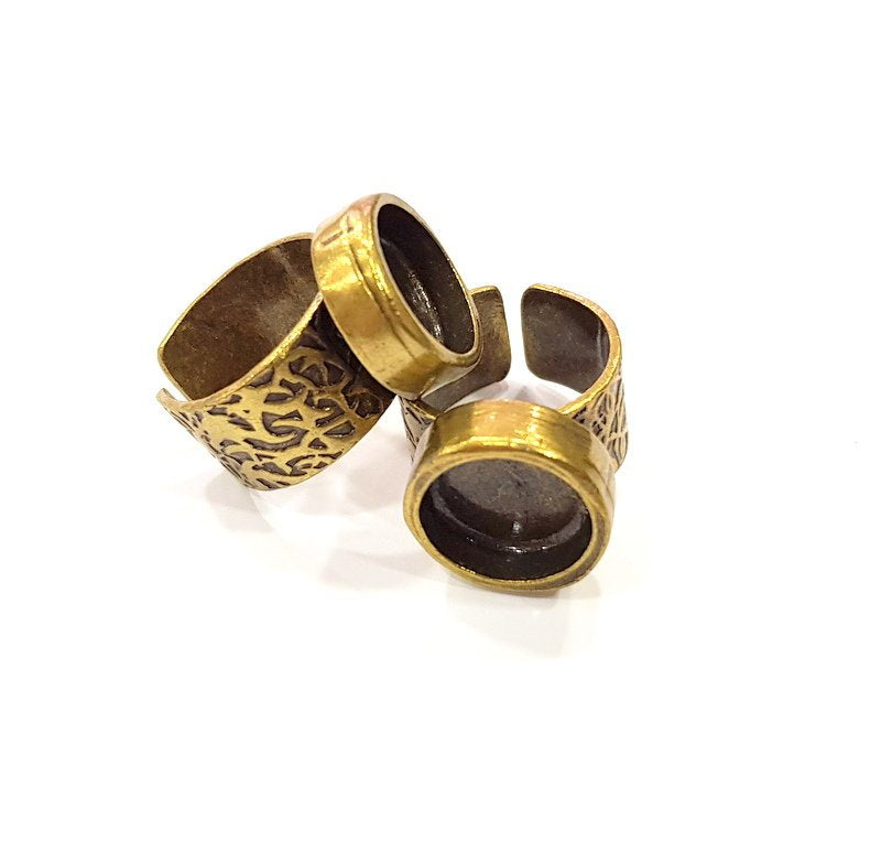 Antique Bronze Ring Blank Setting Cabochon Base inlay Ring Backs Mounting Adjustable Ring Bezel (12mm blank) Antique Bronze Plated G15666