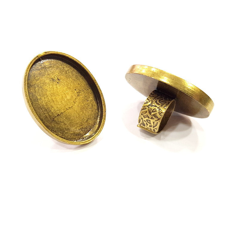 Antique Bronze Ring Blank Setting Cabochon Base inlay Ring Backs Mounting Adjustable Ring Bezel (40x30mm blank) Antique Bronze Plated G15668