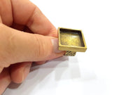 Antique Bronze Ring Blank Setting Cabochon Base inlay Ring Backs Mounting Adjustable Ring Bezel (20x20mm blank) Antique Bronze Plated G15670
