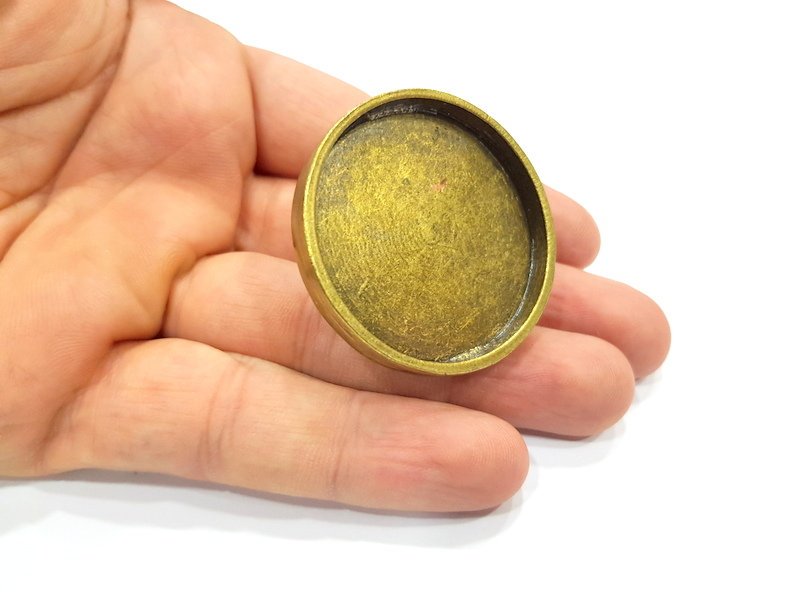 Antique Bronze Ring Blank Setting Cabochon Base inlay Ring Backs Mounting Adjustable Ring Bezel (40mm blank) Antique Bronze Plated G15671