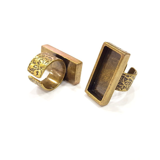 Antique Bronze Ring Blank Setting Cabochon Base inlay Ring Backs Mounting Adjustable Ring Bezel (25x10mm blank) Antique Bronze Plated G15672