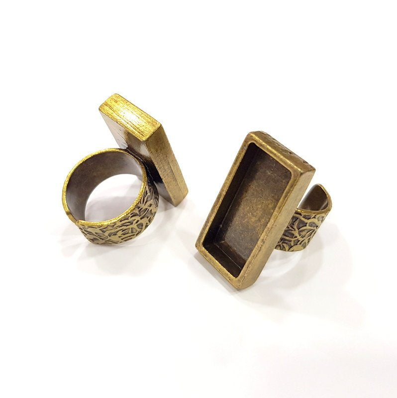 Antique Bronze Ring Blank Setting Cabochon Base inlay Ring Backs Mounting Adjustable Ring Bezel (25x10mm blank) Antique Bronze Plated G15672