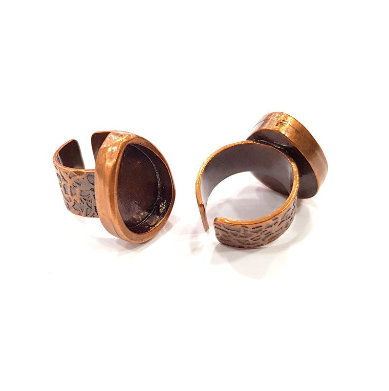 Copper Ring Blank Setting Cabochon Base inlay Ring Backs Mounting Adjustable Ring Base Bezel (18x13mm blank) Antique Copper Plated G15673