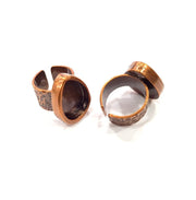 Copper Ring Blank Setting Cabochon Base inlay Ring Backs Mounting Adjustable Ring Base Bezel (18x13mm blank) Antique Copper Plated G15673