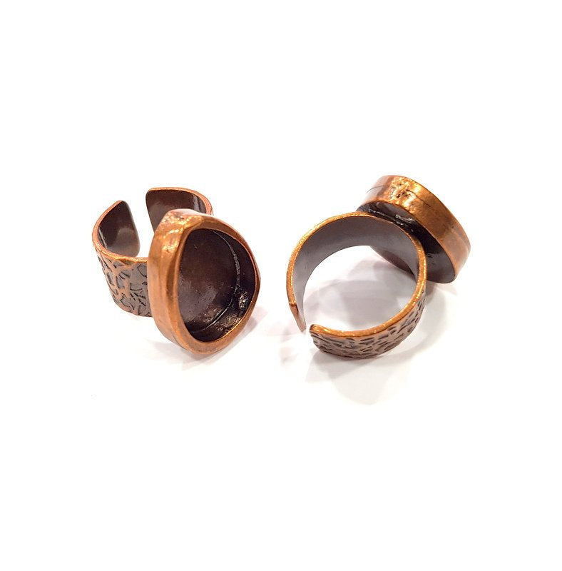 Copper Ring Blank Setting Cabochon Base inlay Ring Backs Mounting Adjustable Ring Base Bezel (18x13mm blank) Antique Copper Plated G15673