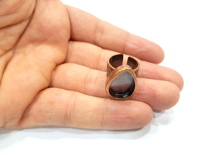Copper Ring Blank Setting Cabochon Base inlay Ring Backs Mounting Adjustable Ring Base Bezel (18x13mm blank) Antique Copper Plated G15673