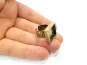 Antique Bronze Ring Blank Setting Cabochon Base inlay Ring Backs Mounting Adjustable Ring Bezel (16x16mm blank) Antique Bronze Plated G15675