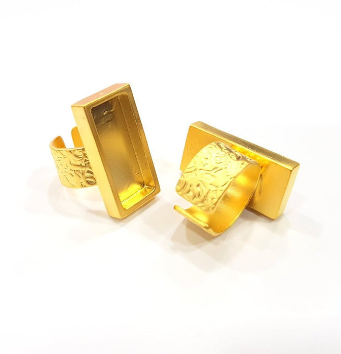 Gold Ring Blank Setting Cabochon Base inlay Ring Backs Mounting Adjustable Ring Base Bezel (25x10mm blank ) Gold Plated Metal G15677