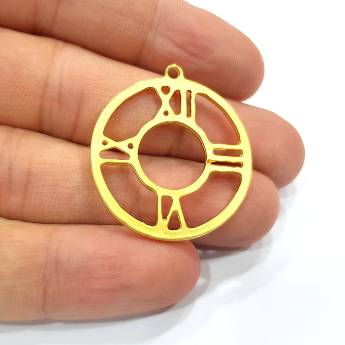 2 Clock Charm Gold Charms Gold Plated Metal (31mm)  G15680