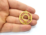 2 Clock Charm Gold Charms Gold Plated Metal (31mm)  G15680