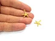 6 Starfish Charm Gold Plated Charms Gold Plated Metal (20x17mm)  G15681