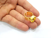 Gold Ring Blank Setting Cabochon Base inlay Ring Backs Mounting Adjustable Ring Base Bezel (12mm blank ) Gold Plated Metal G15682