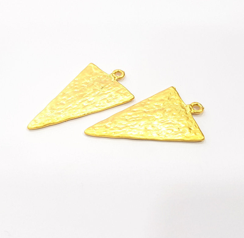 2 Triangle Charm Gold Plated Charms Gold Plated Metal (44x26mm)  G15684