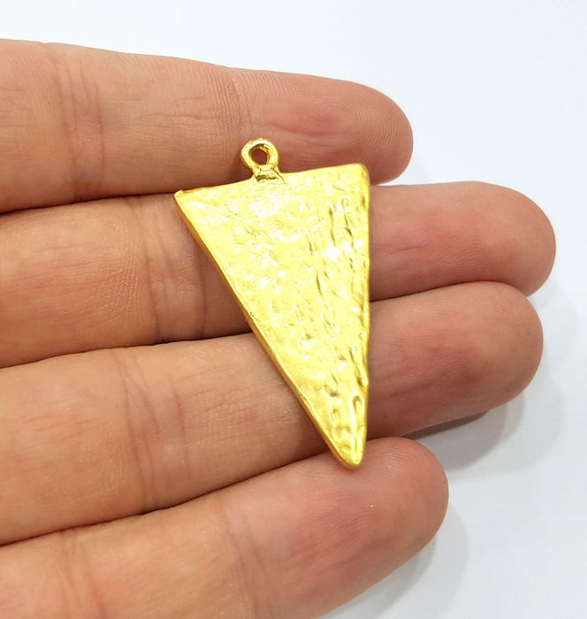 2 Triangle Charm Gold Plated Charms Gold Plated Metal (44x26mm)  G15684