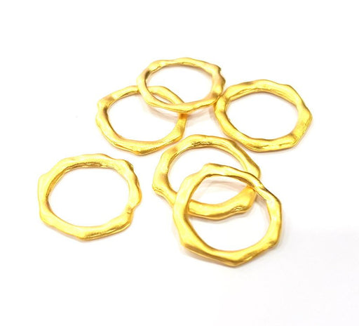 10 Hammered Circle Connector Charm Gold Plated Metal (18mm)  G15685