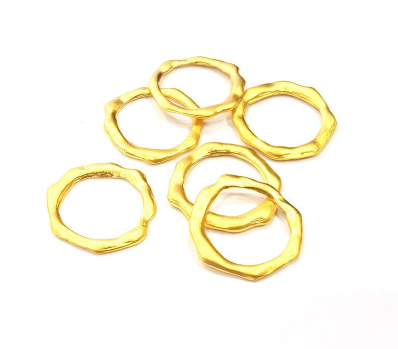 10 Hammered Circle Connector Charm Gold Plated Metal (18mm)  G15685