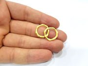 10 Hammered Circle Connector Charm Gold Plated Metal (18mm)  G15685