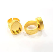 Gold Ring Blank Setting Cabochon Base inlay Ring Backs Mounting Adjustable Ring Base Bezel (18x13mm blank ) Gold Plated Metal G15686