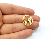2 World Map Charm Gold Charms Gold Plated Metal (21mm)  G15688