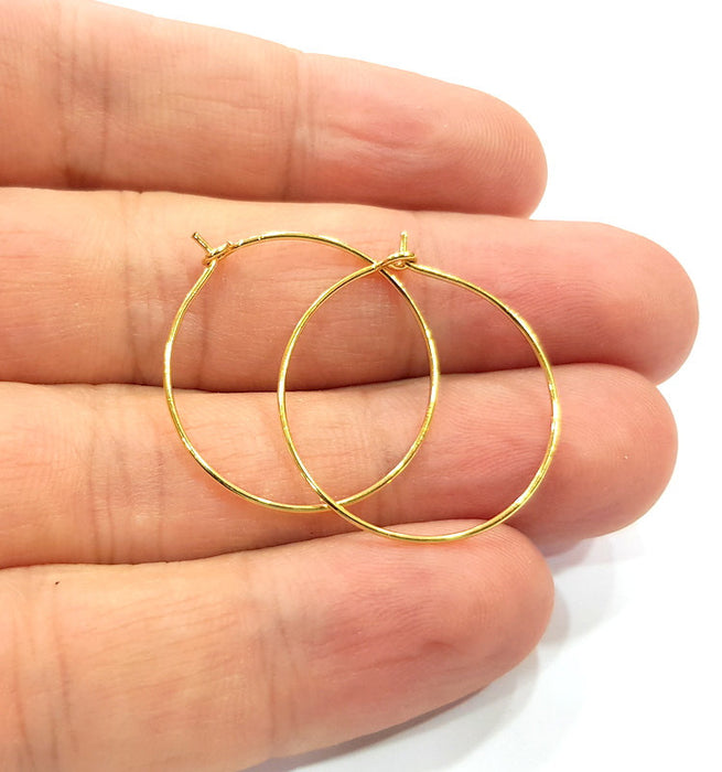 10 Earring Loops Earring Circles Earring Hoops (5 pairs) Gold Plated Brass,Findings  ( 25 mm )  G15694